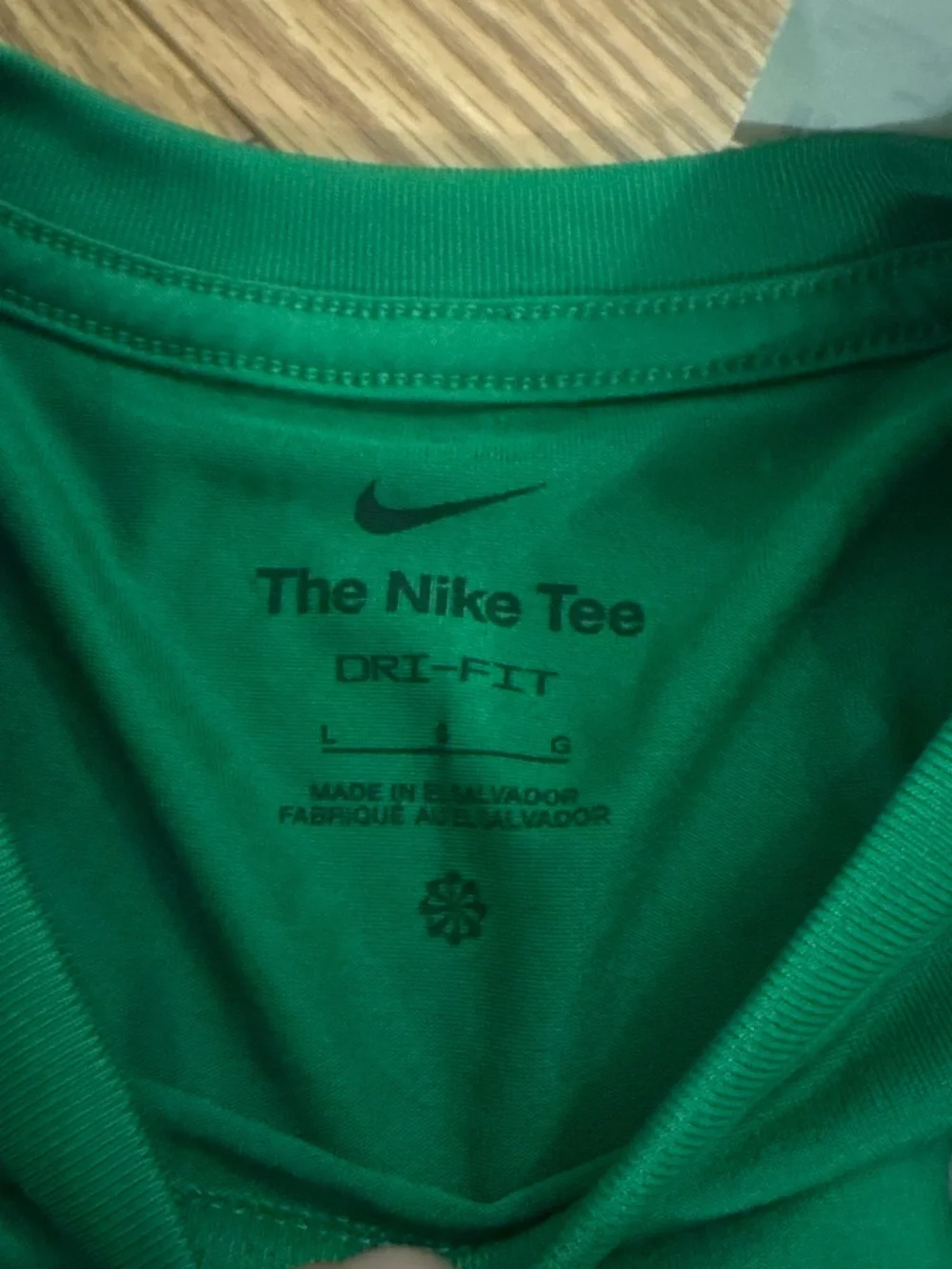 Nike Kids Green Training Tee with Silver Swoosh